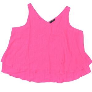 Lane Bryant Women's Pink Plus Size 20 Polyester Blouse V Neck Solid Top